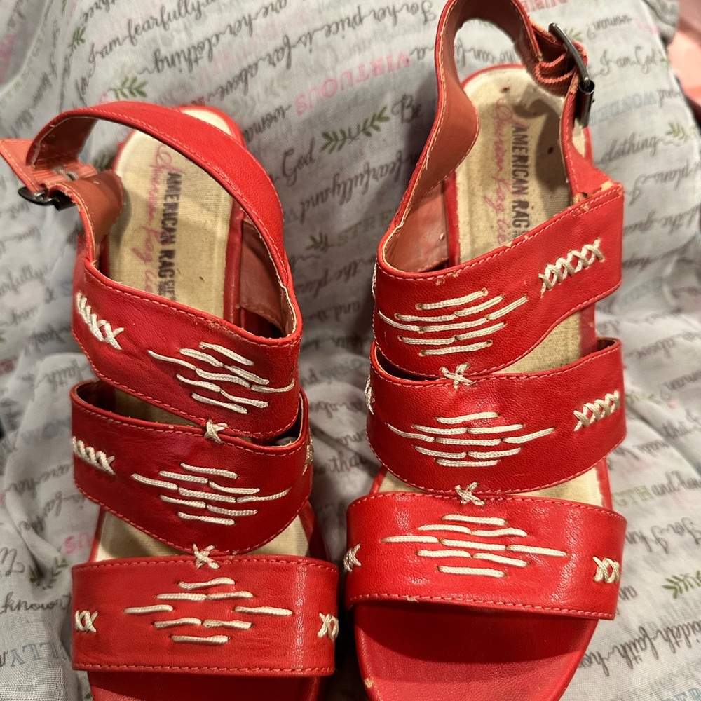 American Rag Red Women's wedge Sandals size 9